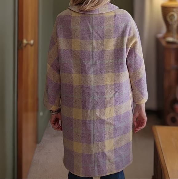 1950s/60s coat made with purple & yellow Strong Hewat fabric, size small/medium - Picture 5 of 5